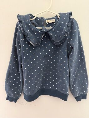 Tucker + Tate Navy Blue Polka Dot Ruffle Collar Sweatshirt